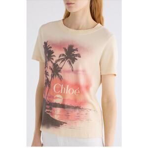 Chloe Beach Sunset Graphic Tee Shirt in Vibrant Blondie Yellow S